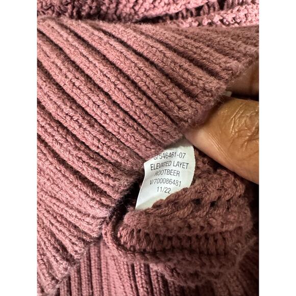 Old Navy Sweater Women Large Root‎ Beer Cropped Chevron Open-Knit Pullover - Picture 4 of 8